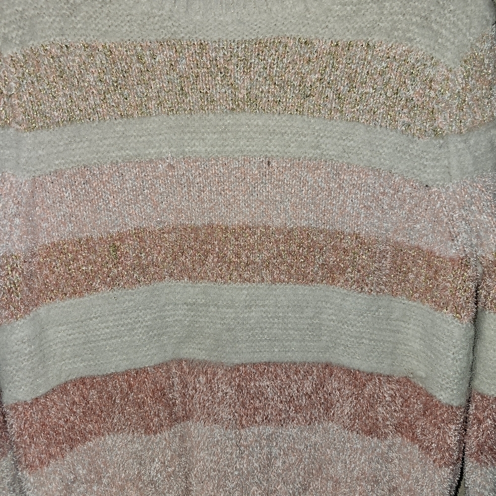 Cozy Striped Kids Sweater - Pink and Cream - Picture 2 of 4